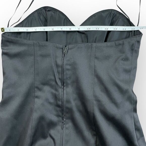 Vintage Black strapless dress, sz 12. Gold accents sweetheart retro prom formal - Picture 8 of 16